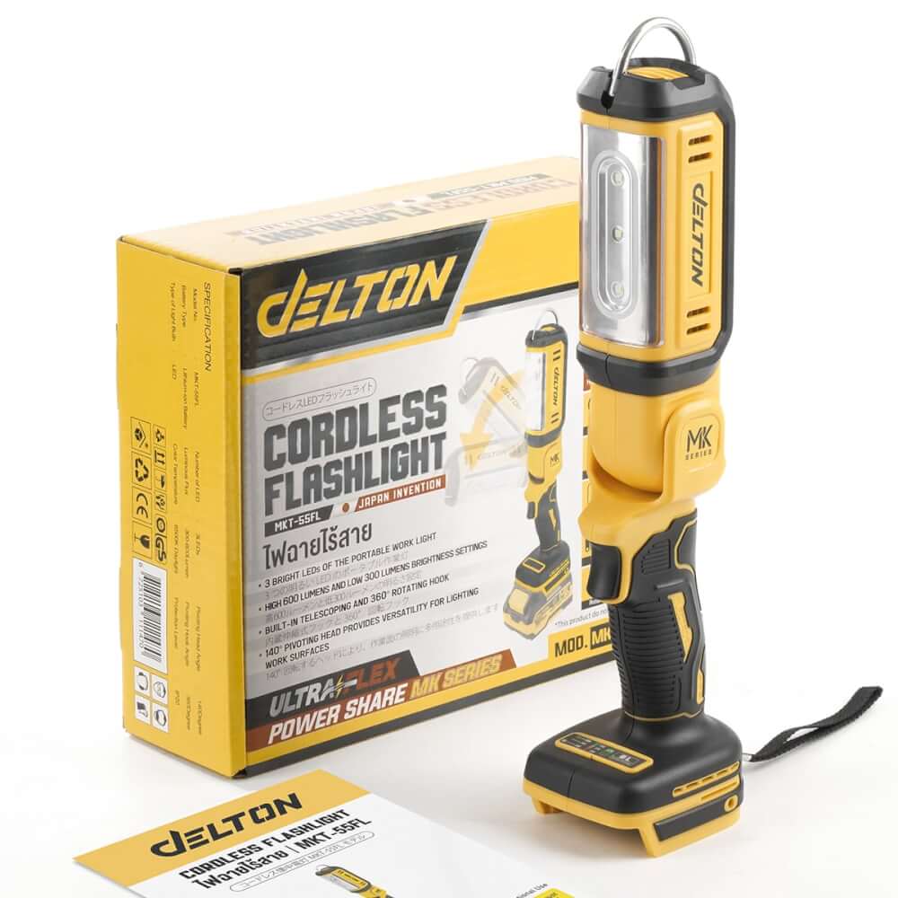 ไฟฉาย LED ไร้สาย (พร้อมแบตเตอรี่) DELTON รุ่น MKT-55FL TURBO FORCE 20V 12AH_8